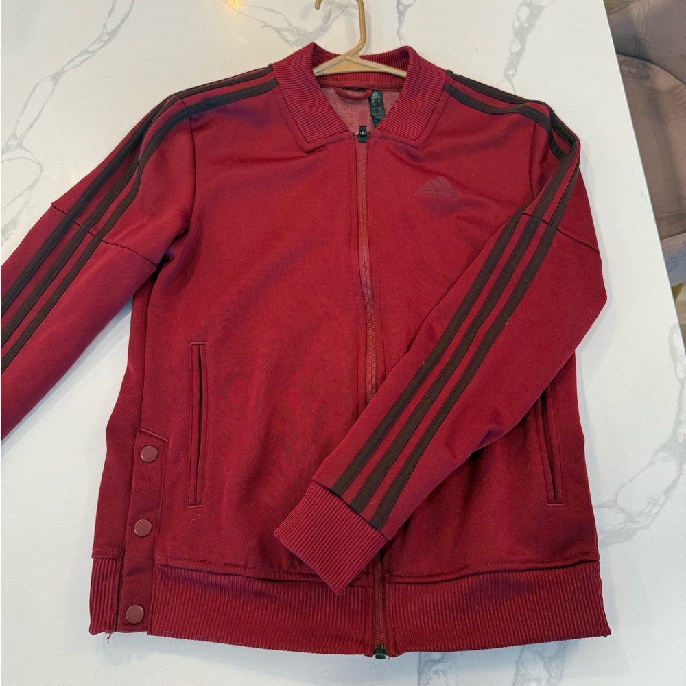 Adidas Women's Red Sweatshirt with Black Stripes